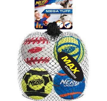 Nerf Dog Balles de sport ultrarésistantes moyennes, paquet de 4 Fashion