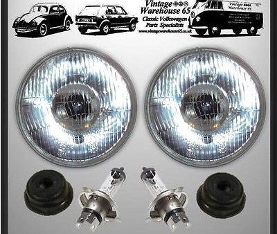 Vintage Warehouse  7  Sealed Beam Halogen Conversion 6V Headlights No Sidelights Supply