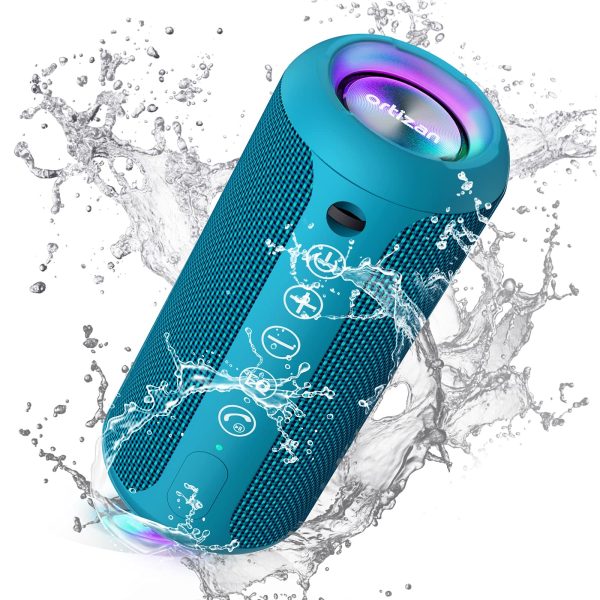 Ortizan X8PRO & X10 Blue, Portable Wireless Bluetooth Speakers, IPX7 Waterproof Shower Speaker with Deep Bass LED Light 30H Battery TF Card AUX, True Wireless Stereo Speaker for Indoor&Outdoor Online Hot Sale