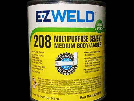 EZ Weld 208, Multipurpose Solvent, Cement, Medium Body, Amber -118ML Discount