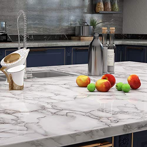 LaCheery Large Size 160 x 36 Inch Grey White Marble Contact Paper for Countertops Waterproof Wallpaper Stick and Peel Marble Countertop Contact Paper for Kitchen Island Worktop Table Desk Decorative Sale