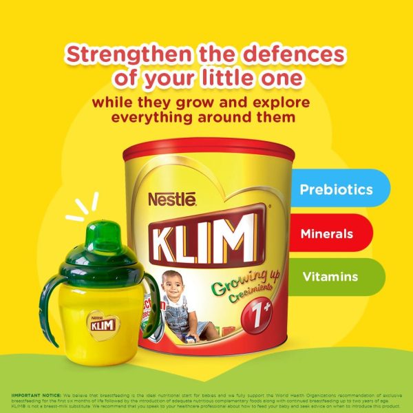 Nestle Klim Growing Up Milk 1 Plus 1600G - KLIM® 1+ Growing Up which provides them with vitamins, minerals, and prebiotics.  - 7501059276024 Hot on Sale