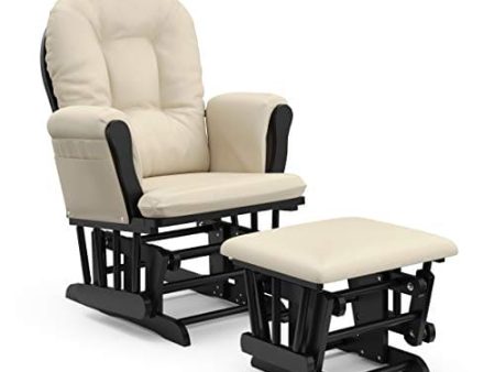 Storkcraft Premium Hoop Glider and Ottoman (Black Base, Beige Cushion) – Padded Cushions with Storage Pocket, Smooth Rocking Motion, Easy to Assemble, Solid Hardwood Base Online Sale