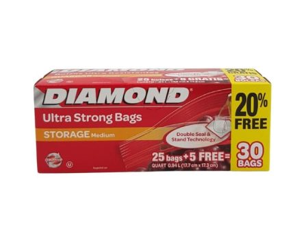 Diamond Freezer Bags Medium (30 Bags) - These high-quality freezer bags are designed to keep your food fresh and protected, ensuring that you always have delicious and nutritious meals ready to go - 01090063083 Online Hot Sale