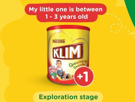 Nestle Klim Growing Up Milk 1 Plus 1600G - KLIM® 1+ Growing Up which provides them with vitamins, minerals, and prebiotics.  - 7501059276024 Hot on Sale