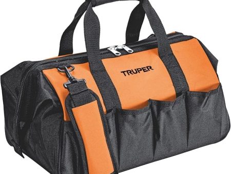 Truper Wide Mouth Tool Bag and Organizer for Home, Workshop, or Job Site, Non-slip Bottom with Pockets, Padded Handle, Adjustable Shoulder Strap 17103 For Cheap