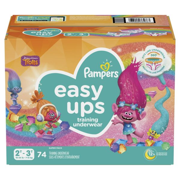 Pampers Easy Ups Training Underwear Girls, Size 4, 2T-3T, 74 ct - 03700076466 Discount