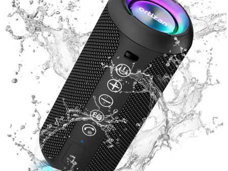 Ortizan Portable Bluetooth Speakers, IPX7 Waterproof Wireless Speaker with 24W Loud Stereo Sound, Deep Bass, Bluetooth 5.3, RGB Lights, Dual Pairing, 30H Playtime for Home, Outdoor, Party Online Sale