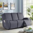 TAOCOCO Recliner Sofa Slipcover, 3 Pieces Polyester Fabric Stretch Sofa Covers for 3 Seat Reclining Couch, Soft Washable Furniture Protector with Pockets (3 Seat, Light Gray) For Discount