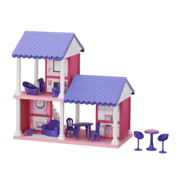 AMERICAN PLASTIC Cozy Cottage: Every doll needs a home, and this cozy cottage is a beautiful place for them to live! This two-story home has an open-air design, allowing for play from all sides - 90730 Sale